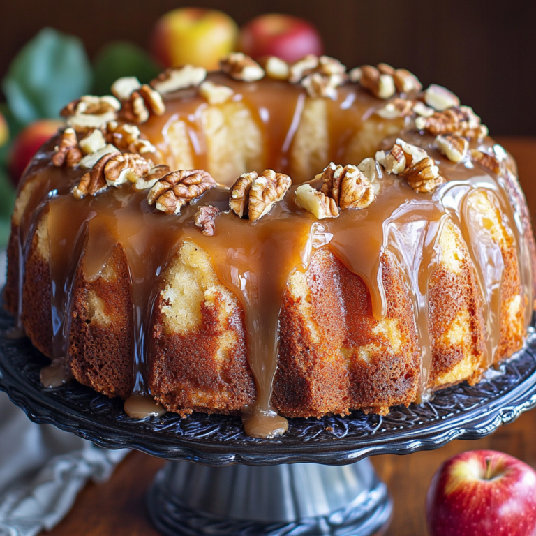 Mom’s Apple Walnut Cake with Caramel Glaze