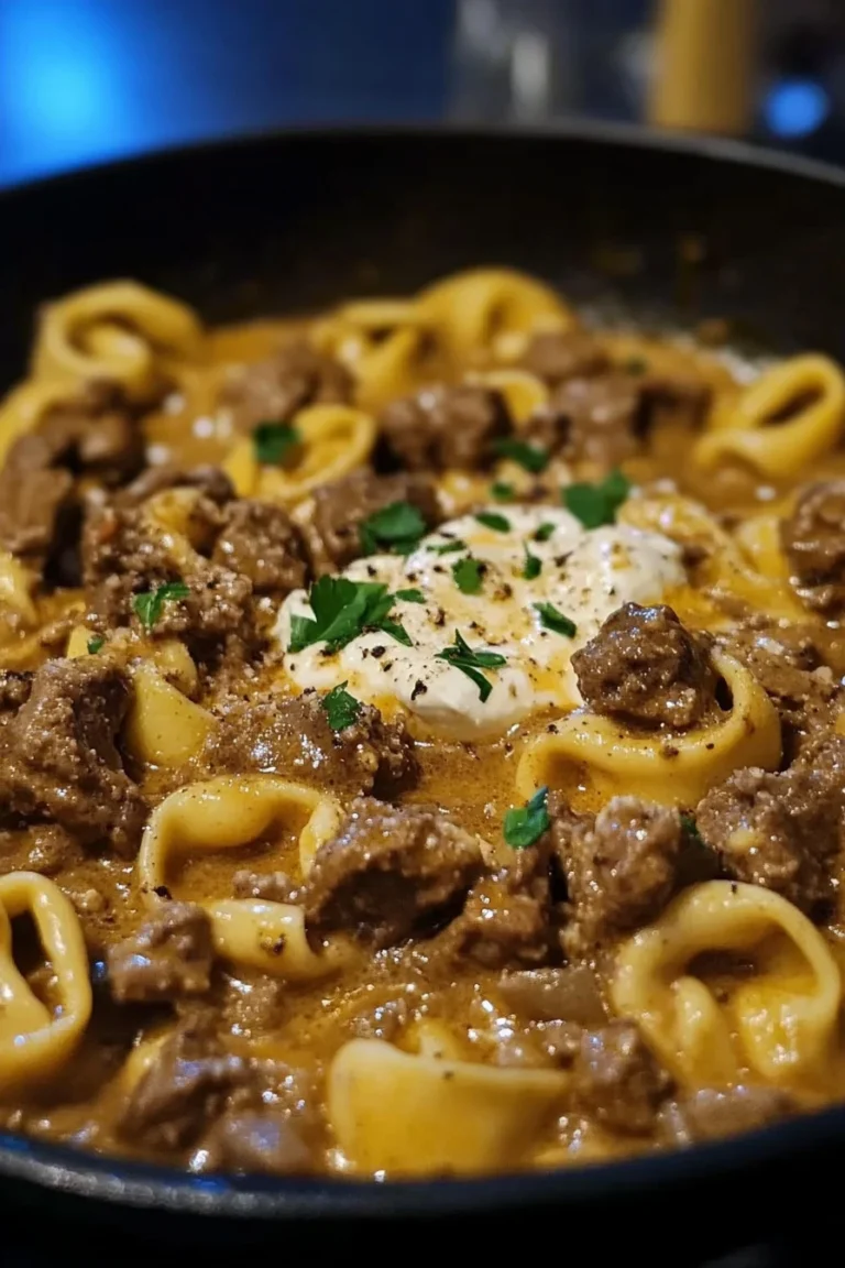 One-Skillet Beef Stroganoff Tortellini