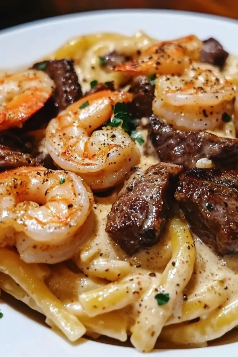 Cajun Shrimp and Steak Alfredo Pasta