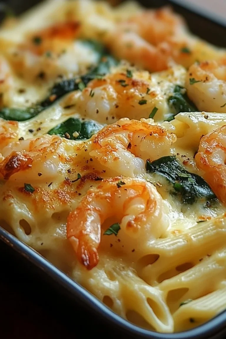 Cheese Shrimp Penne Pasta & Spinach