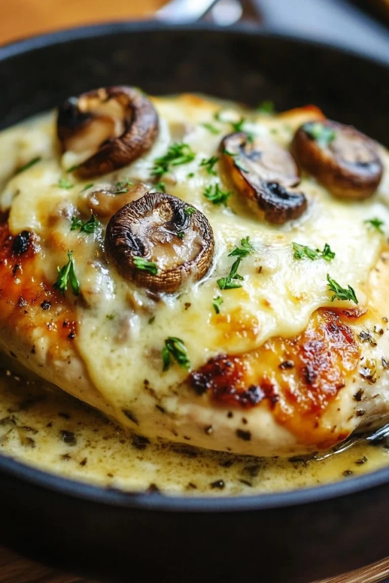 Cheesy Garlic Butter Mushroom Stuffed Chicken