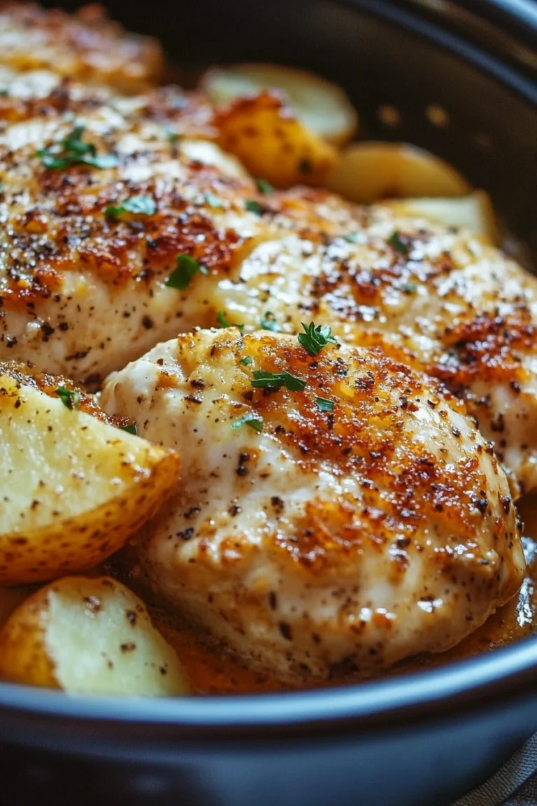 Crockpot Garlic Parmesan Chicken and Potatoes
