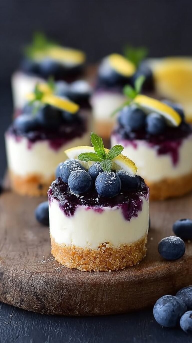 Mini Lemon Blueberry Cheesecakes