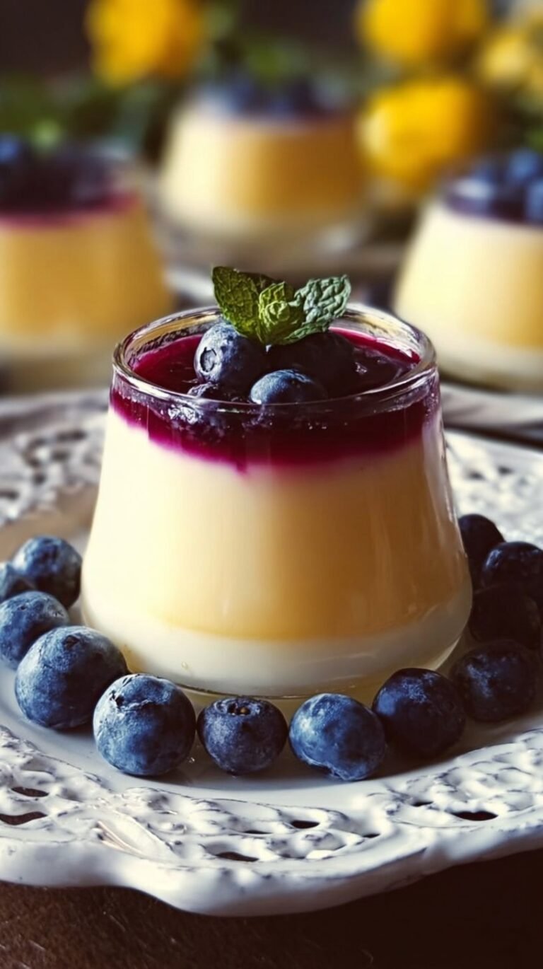 Lemon Panna Cotta with Blueberry Crown