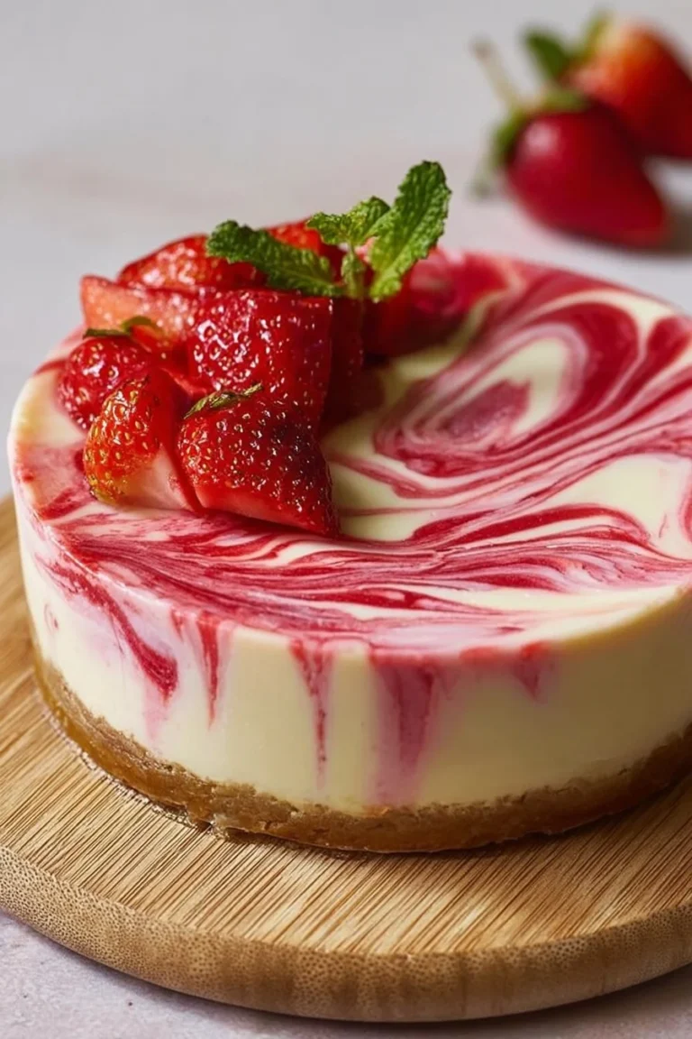 Creamy Strawberry Swirl Cheesecake