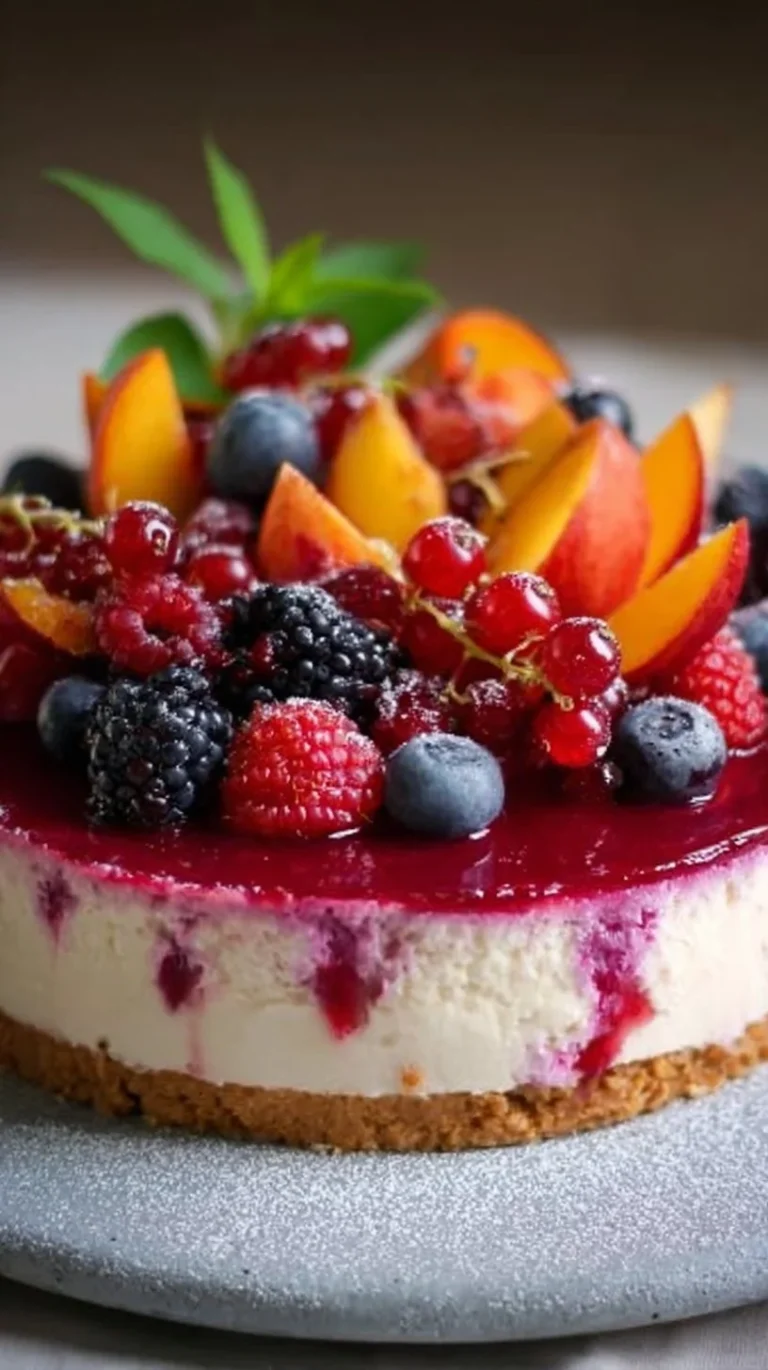 No-Bake Summer Berry And Peach Cheesecake