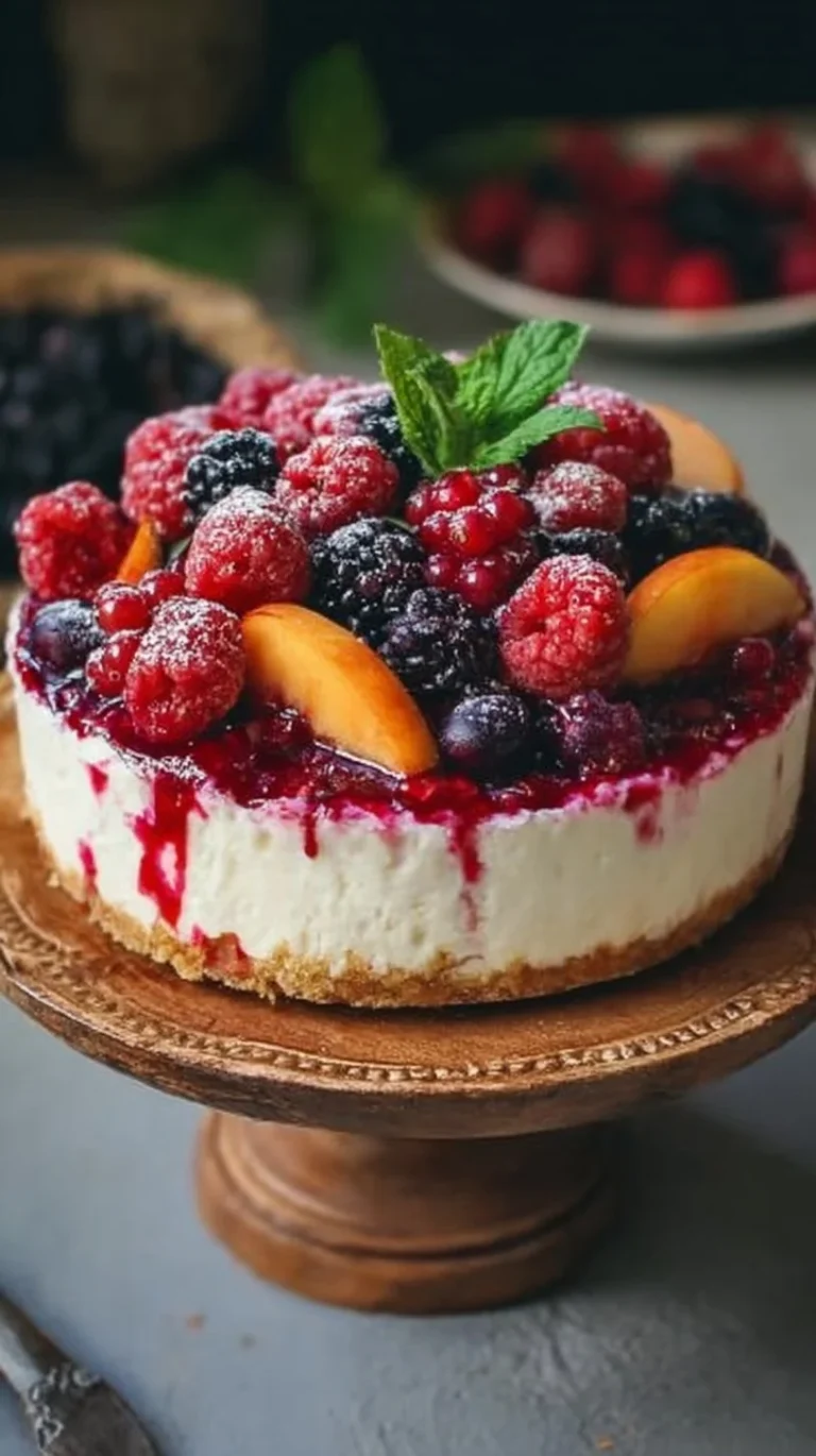 No-Bake Summer Berry And Peach Cheesecake