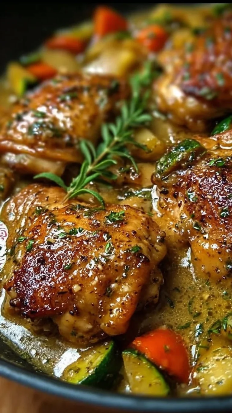 One-Pan Garlic Butter Chicken Thighs with Colorful Veggies