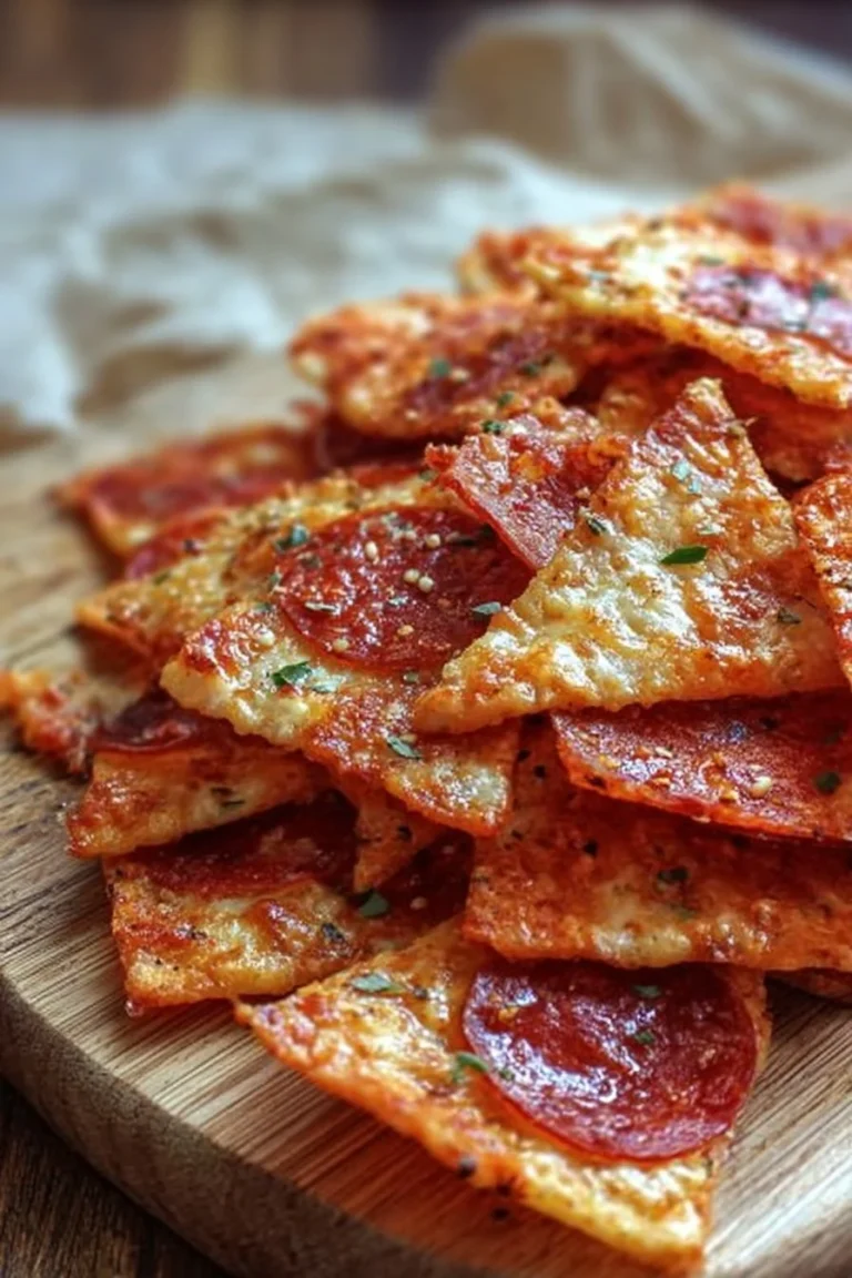 Tasty Keto Chips with Pepperoni and Cheese