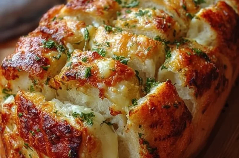 Cheesy garlic pull-apart bread fresh out of the oven