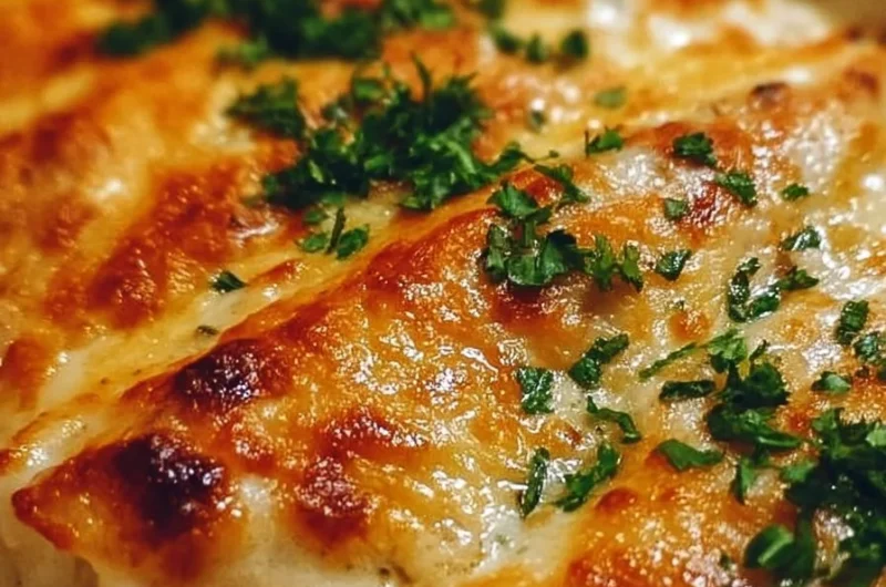 Creamy white chicken enchiladas topped with cheese and fresh cilantro