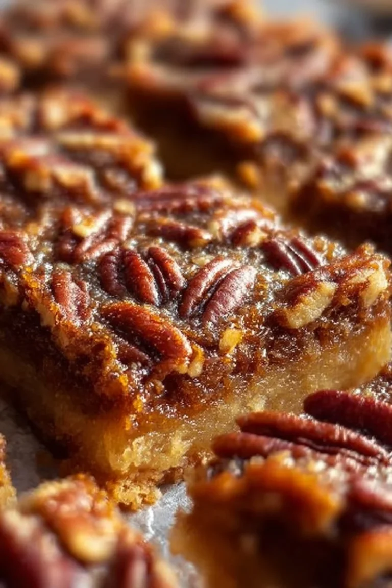 Deliciously layered decadent pecan pie bars ready to be enjoyed