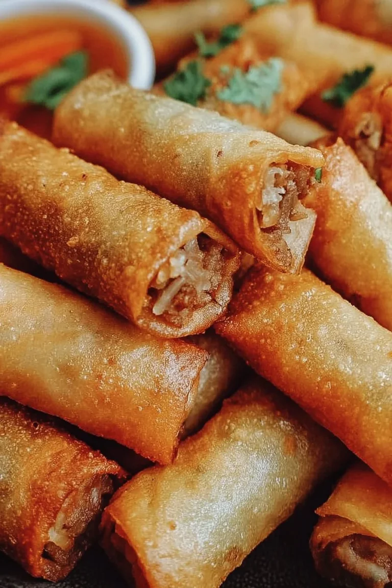 Plate of crispy, golden Crunchy Lumpia ready to be enjoyed