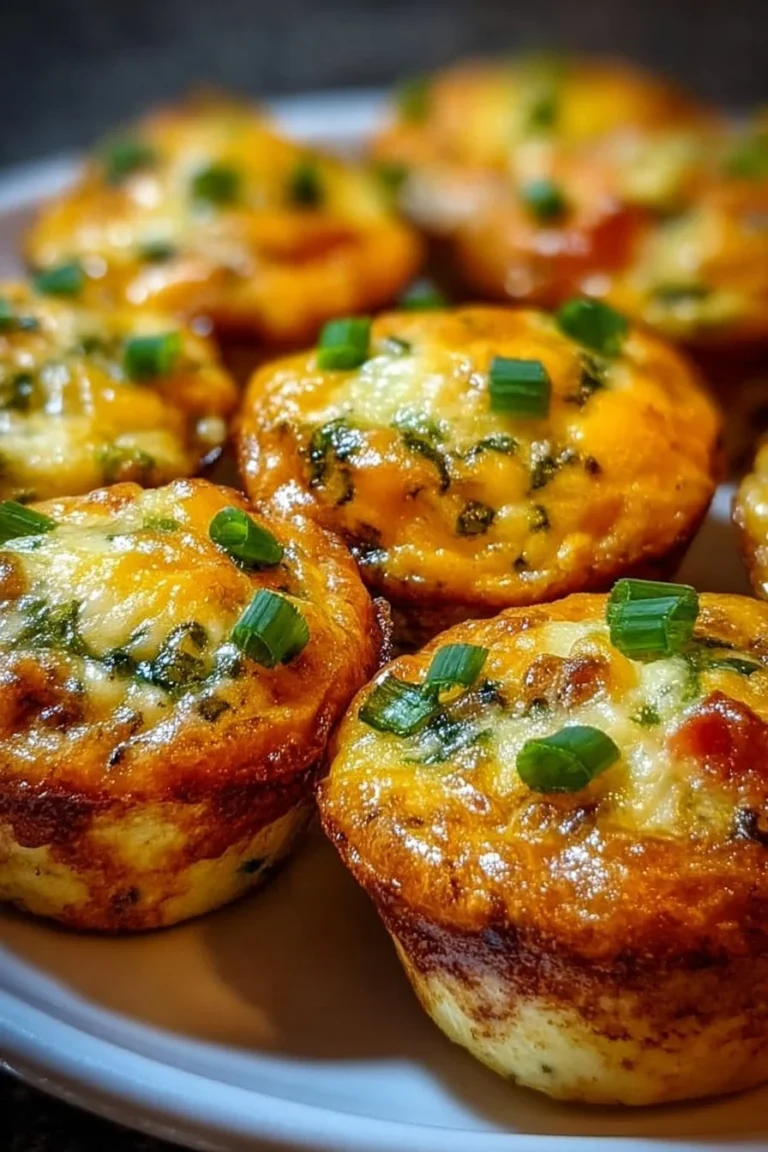 Homemade egg bites served on a plate with fresh herbs.