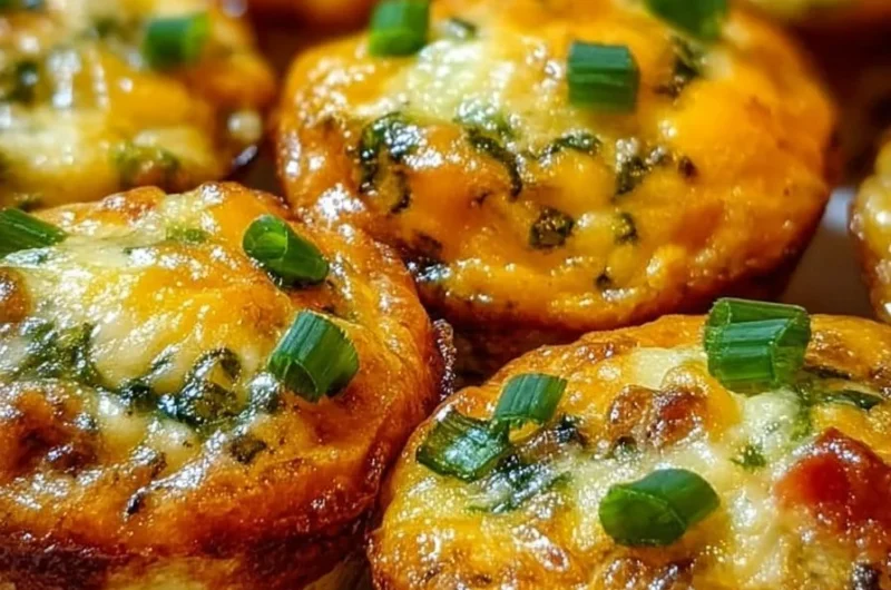Homemade egg bites served on a plate with fresh herbs.
