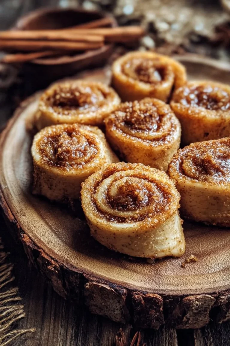 Guilt-free crispy keto cinnamon cream cheese roll ups on a plate