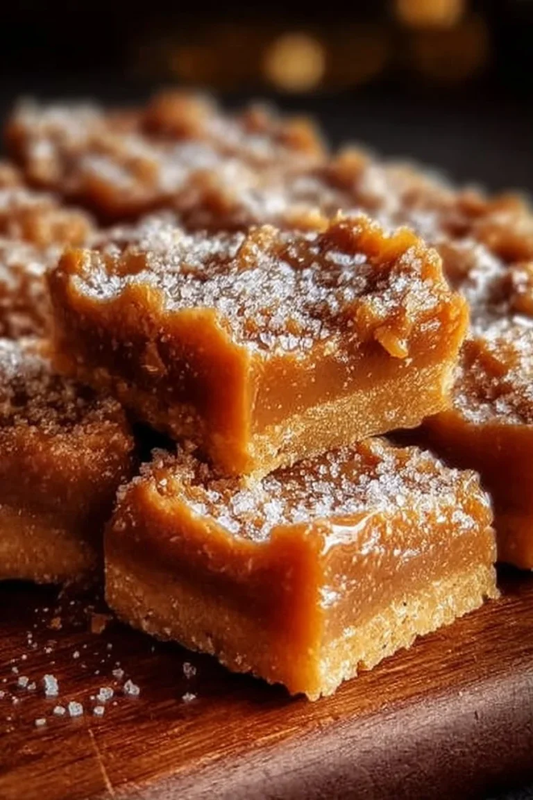 Delicious salted caramel butter bars topped with a sprinkle of sea salt.