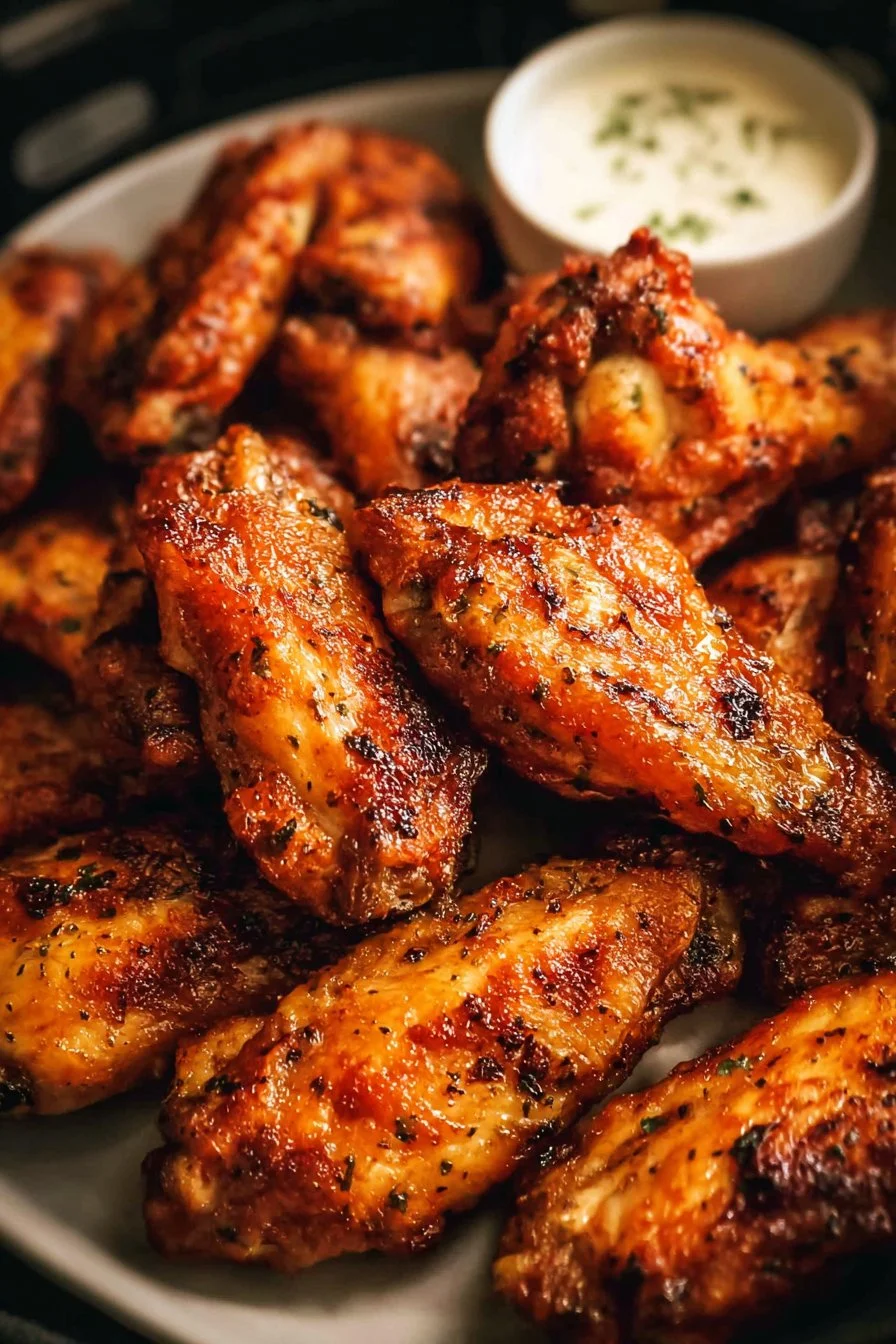Crispy air fryer chicken wings seasoned and ready to eat