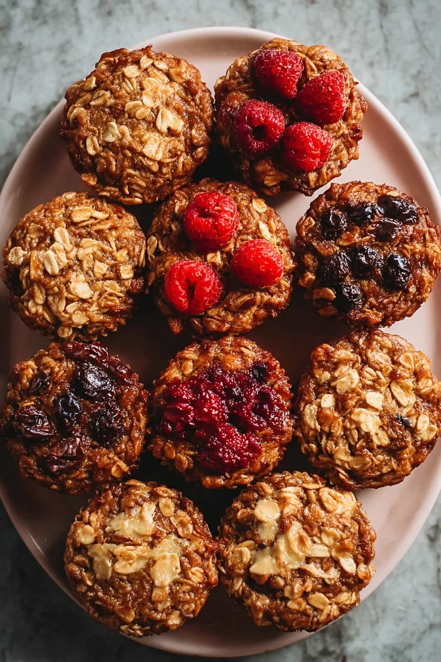 Baked Oatmeal Cups arranged on a plate, ideal for a healthy breakfast.