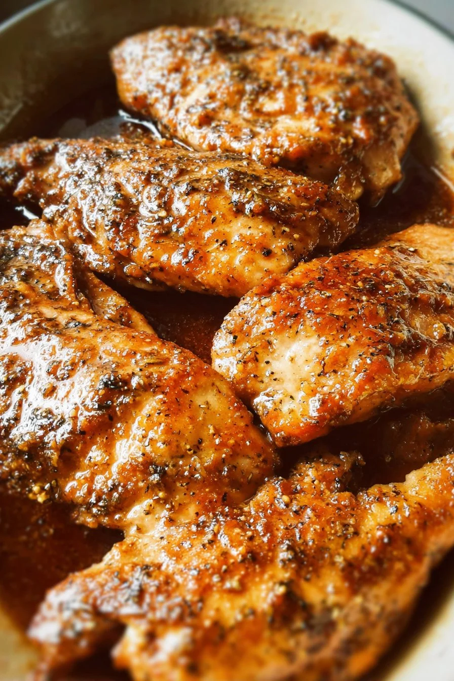 Delicious Brown Sugar Garlic Chicken garnished and served on a plate