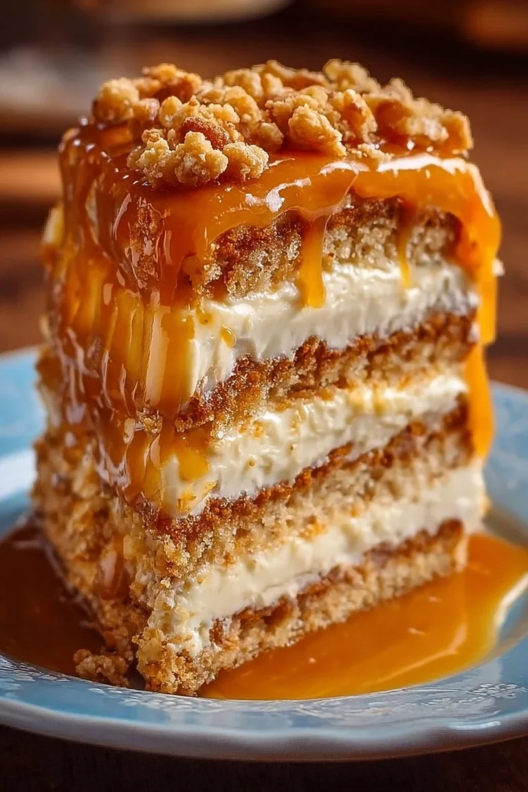 Delicious Butterscotch Crunch Cake with golden butterscotch topping and crunchy texture