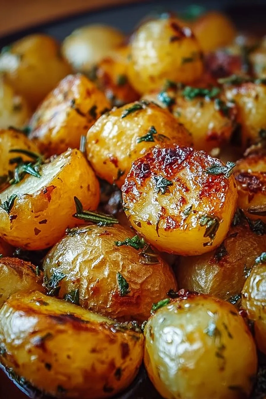 Buttery garlic herb roasted potatoes, crispy and flavorful side dish