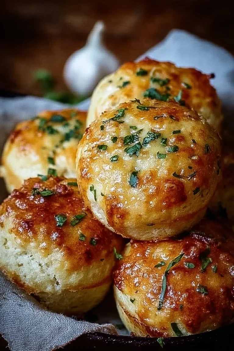 Cheesy garlic butter biscuit bombs ready to serve as a delicious snack