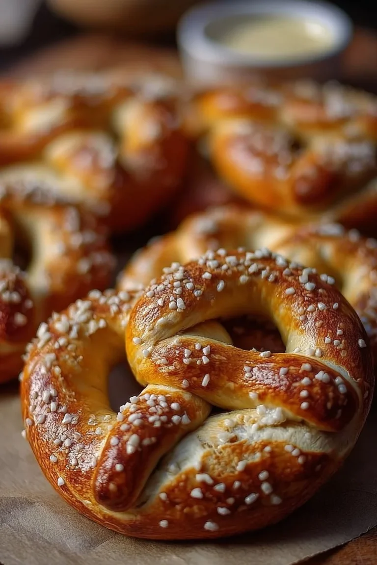 Homemade soft pretzels ready for baking with melted butter