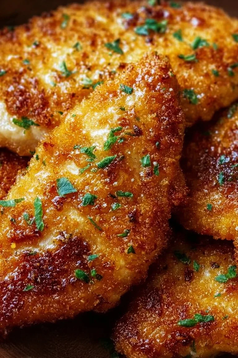 Crispy Air Fryer Parmesan Chicken served with herbs and lemon