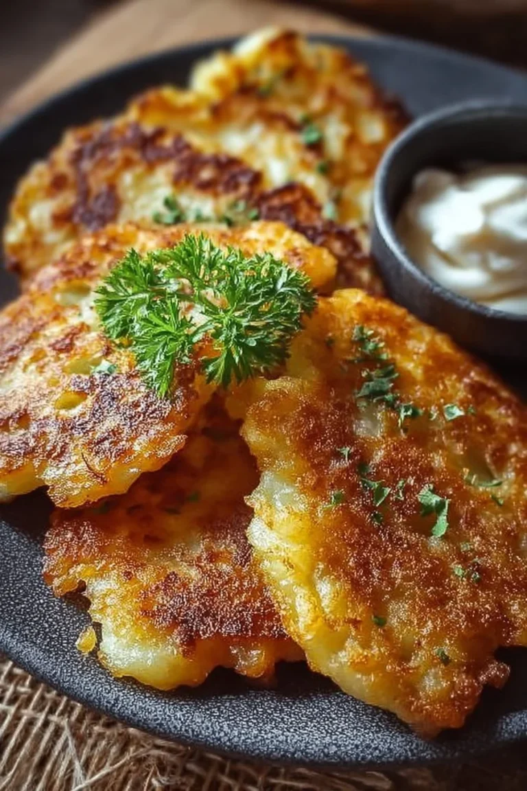 Crispy German potato pancakes served with sour cream and chives.
