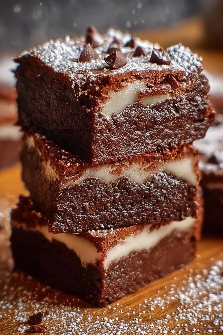 Decadent French Silk Brownies topped with chocolate ganache