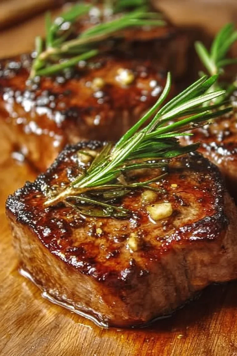 Delicious rosemary honey lamb chops served on a plate with herbs