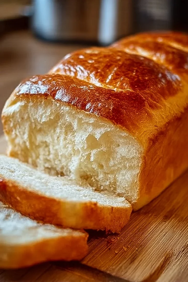 Loaf of Easy Amish Milk Bread fresh out of the oven