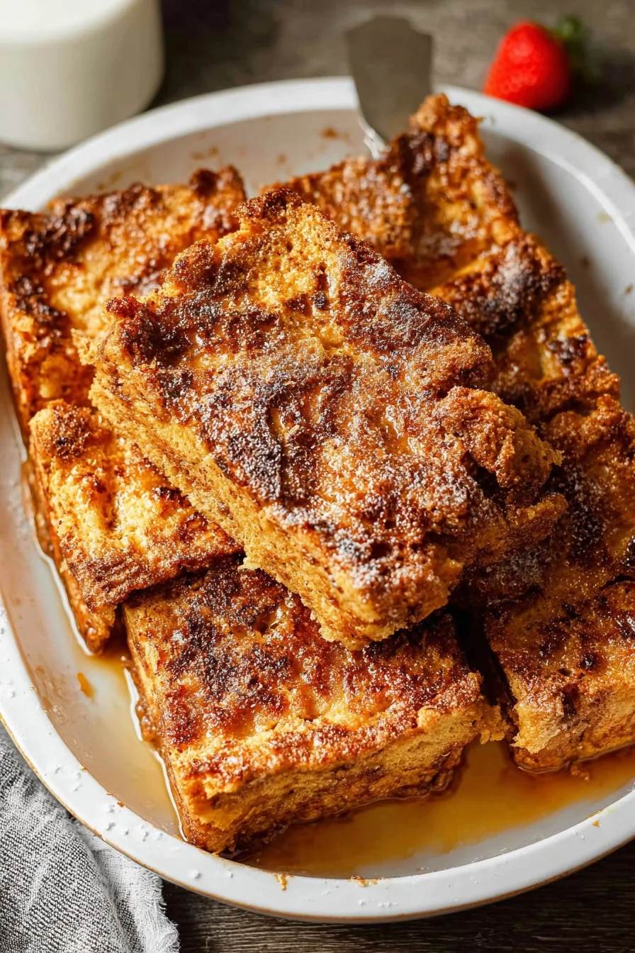 Delicious French Toast Bake topped with fresh berries and syrup