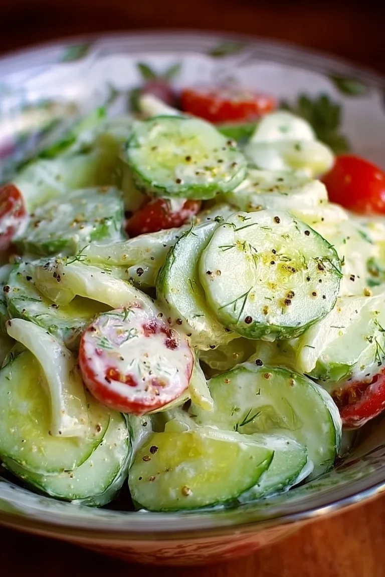 Delicious Grandma's Cucumber Salad with fresh cucumbers and herbs
