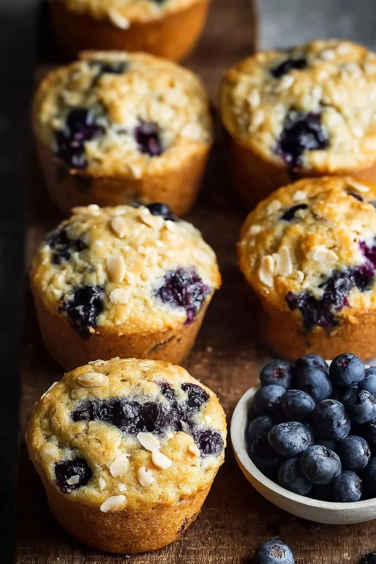 Freshly baked Greek Yogurt Blueberry Muffins on a cooling rack.