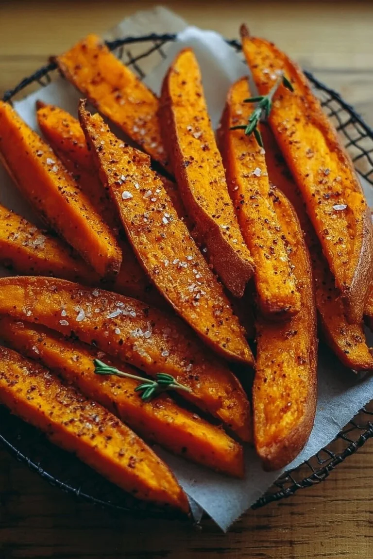 Baked sweet potato fries served in a rustic bowl, healthy and crispy snack