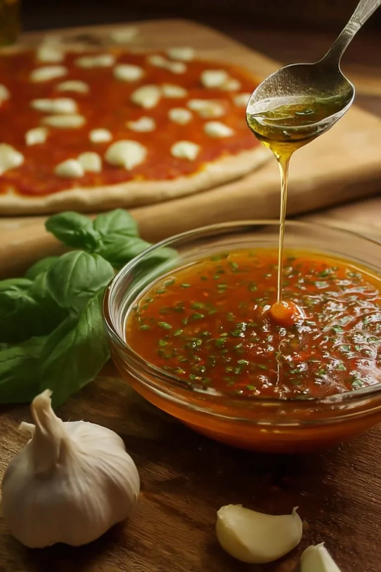 Heavenly garlic pizza sauce spread on freshly made pizza crust
