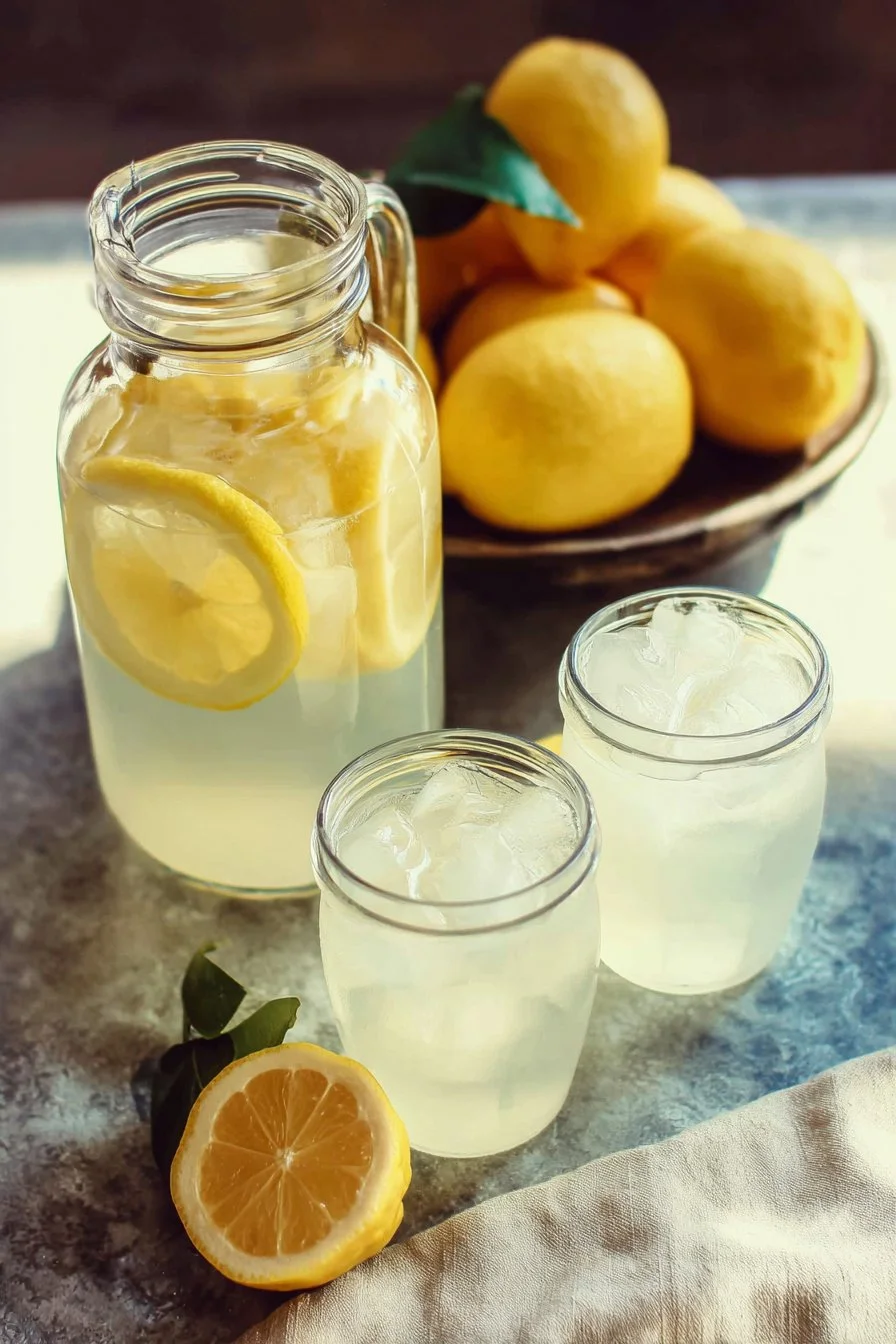 A refreshing glass of homemade lemonade made with fresh lemons.