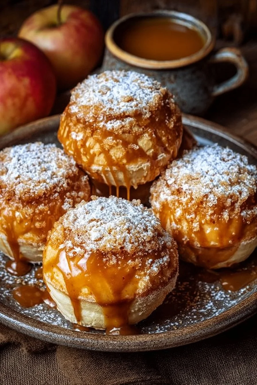Delicious caramel apple pie bombs ready to be enjoyed