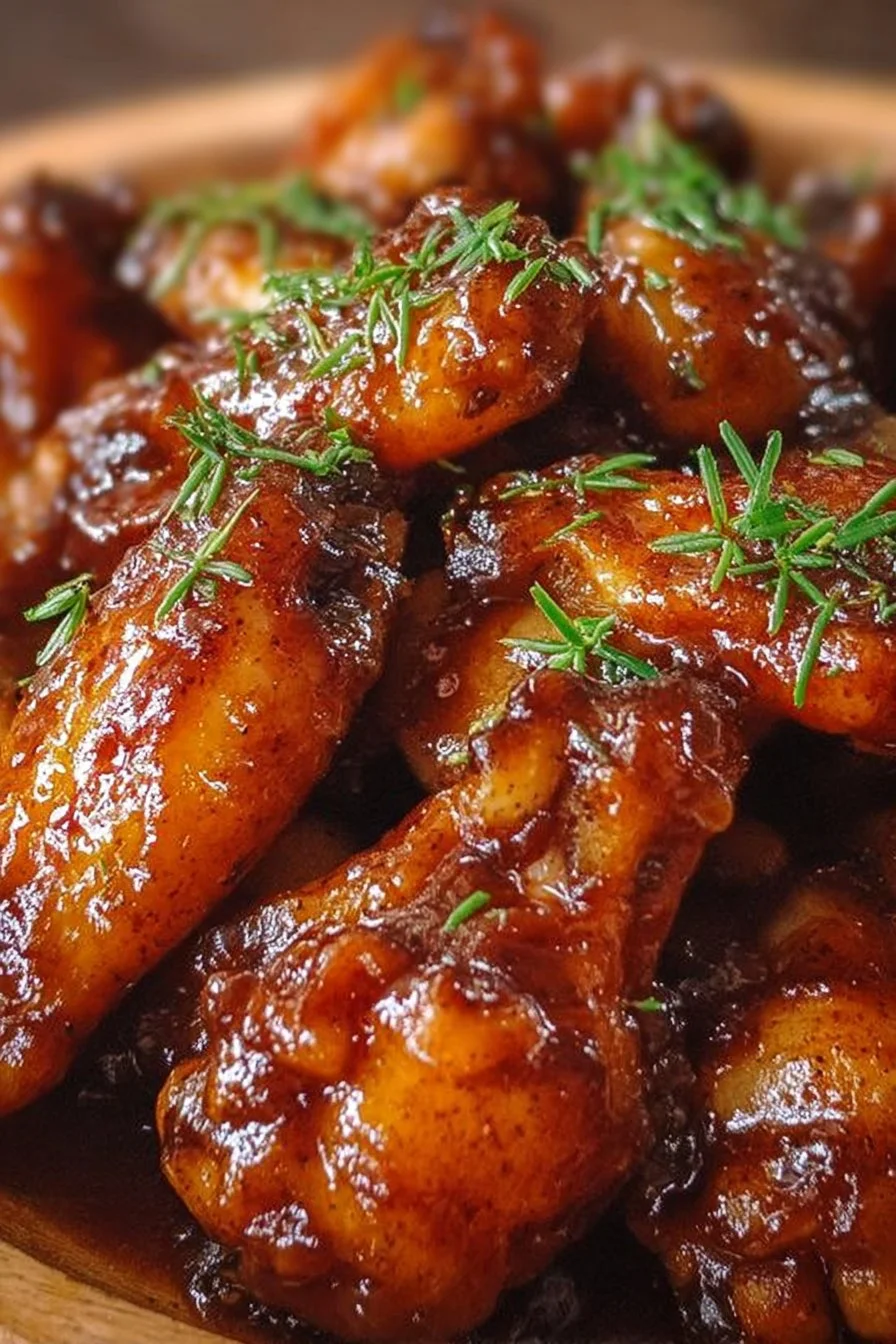 Delicious Honey BBQ Wings served on a plate with dipping sauce