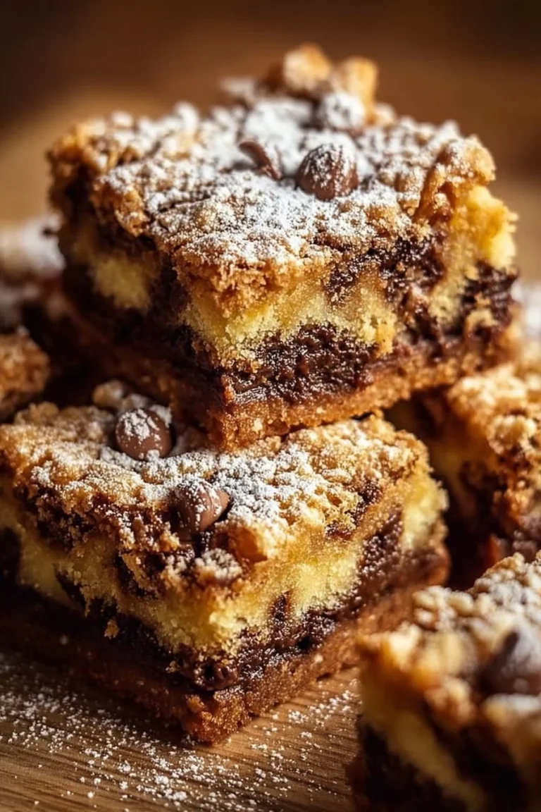 Delicious ooey gooey cake mix bars topped with chocolate and sprinkles