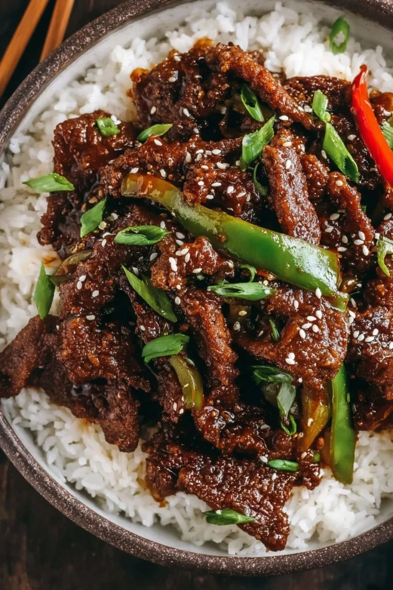 Delicious Mongolian Beef stir-fry with tender slices of beef and vibrant vegetables