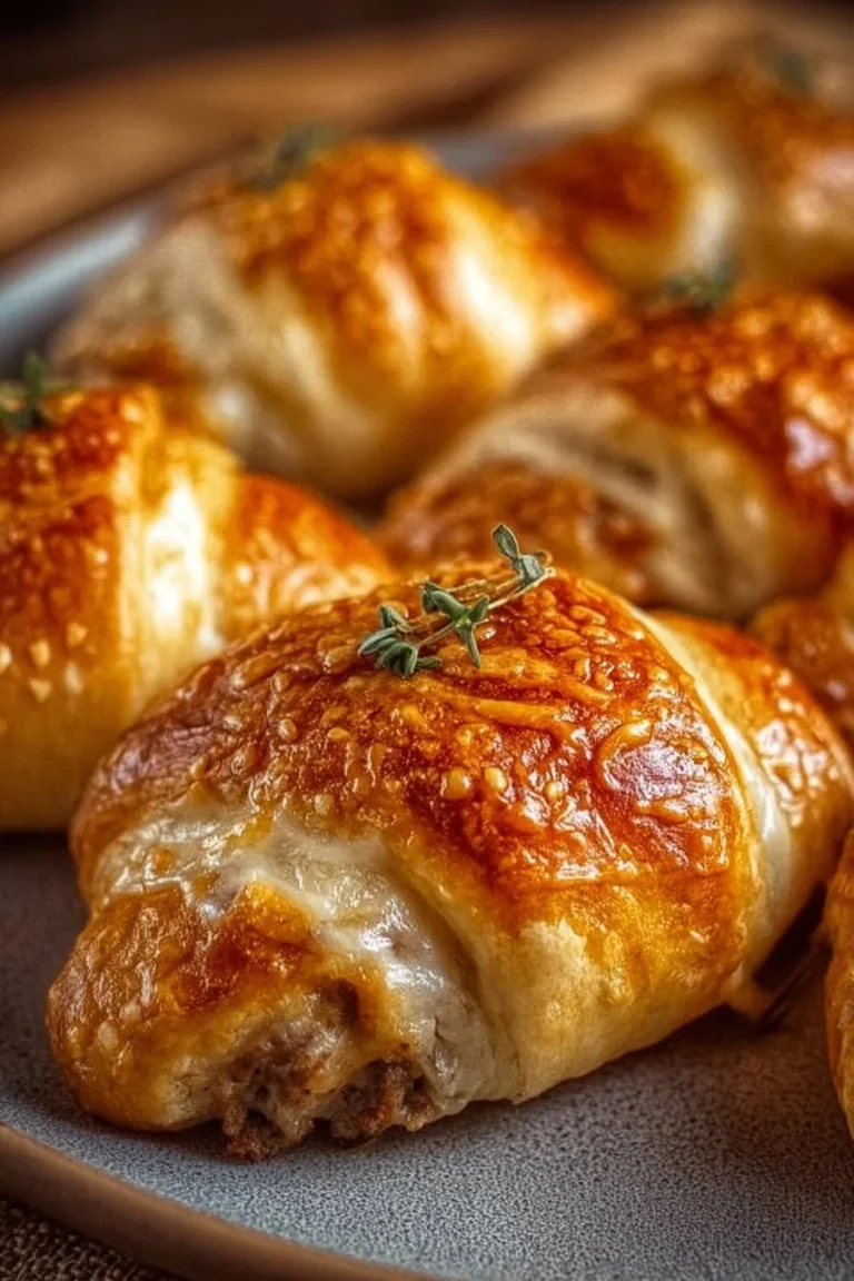 Baked Sausage Cream Cheese Crescents served on a platter