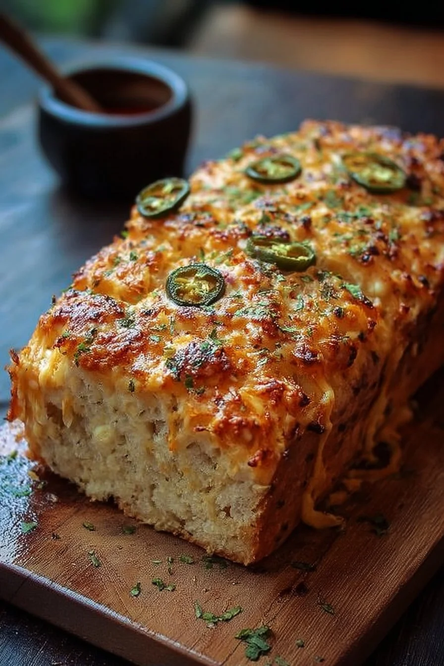 Delicious spicy jalapeño cheddar beer bread recipe with ingredients and texture
