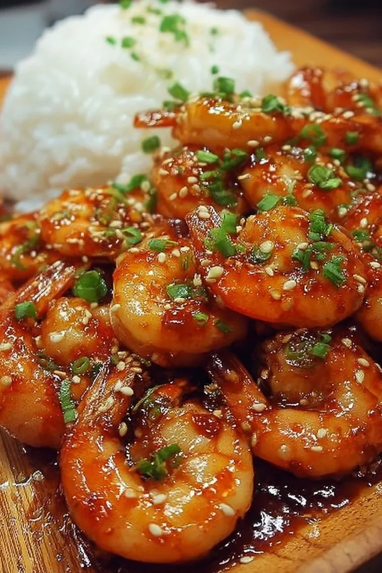 Spicy Sweet Firecracker Honey Glazed Shrimp ready to enjoy