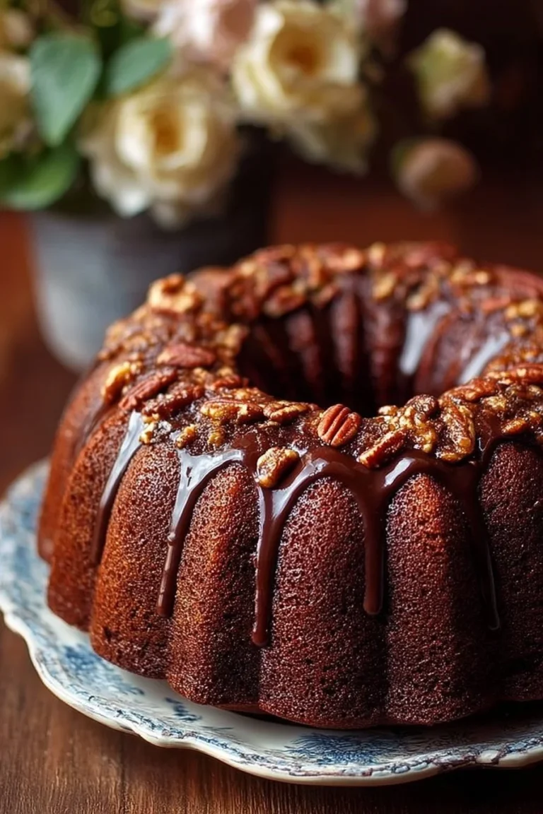 Delicious Texas Sheet Cake Bundt Cake with chocolate frosting