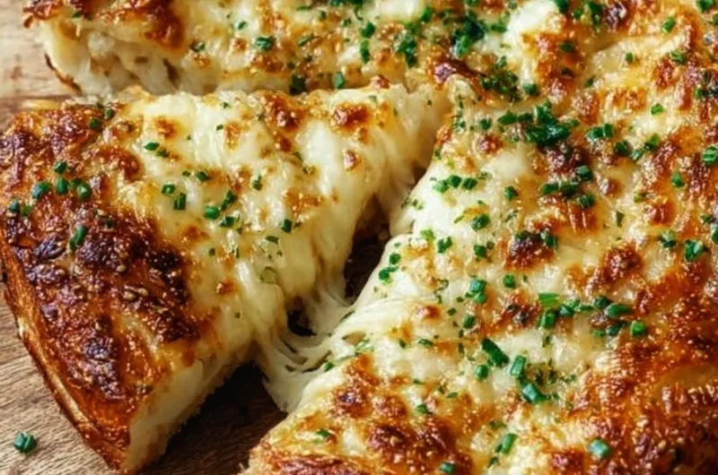 Delicious air fryer cheesy tortilla garlic bread topped with herbs