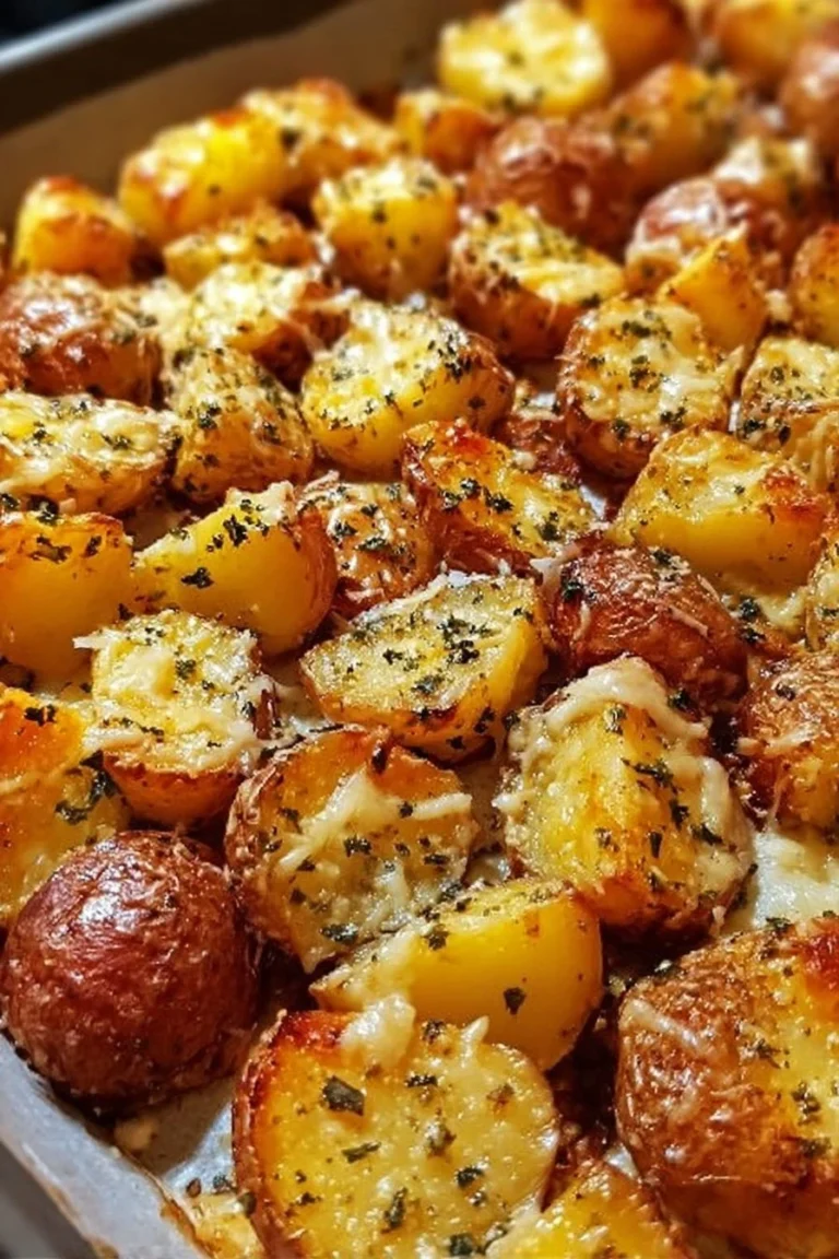 Cheesy ranch oven roasted potatoes served on a plate