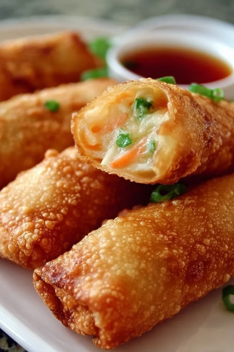 Crispy Crab Rangoon Egg Rolls served with dipping sauce